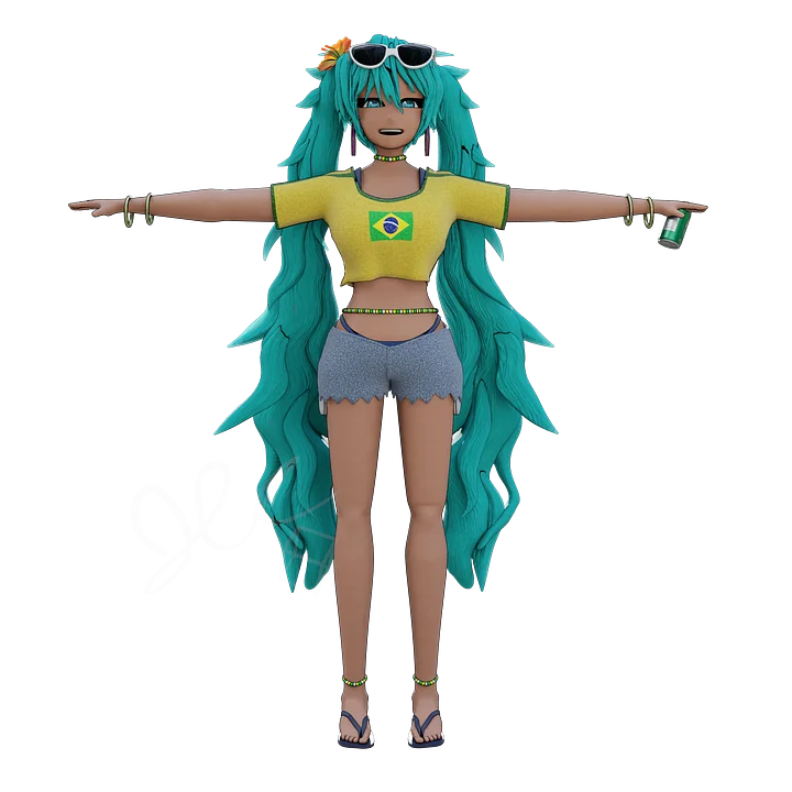 Brazillian Miku 3D model - fully rigged - V0.0 (Blender) product image (2)