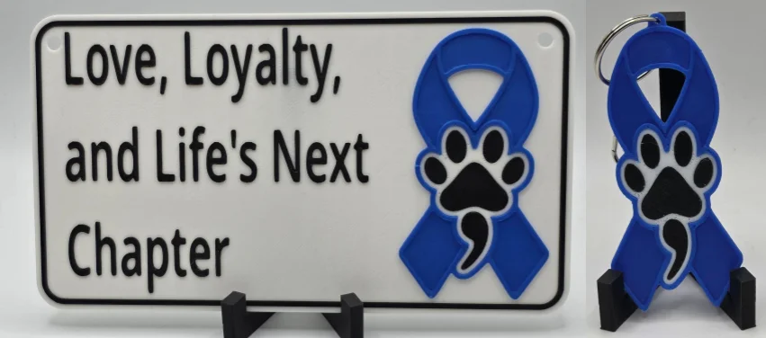 💙 Blue Awareness Bundle | Ribbon Sign & Keychain product image (1)