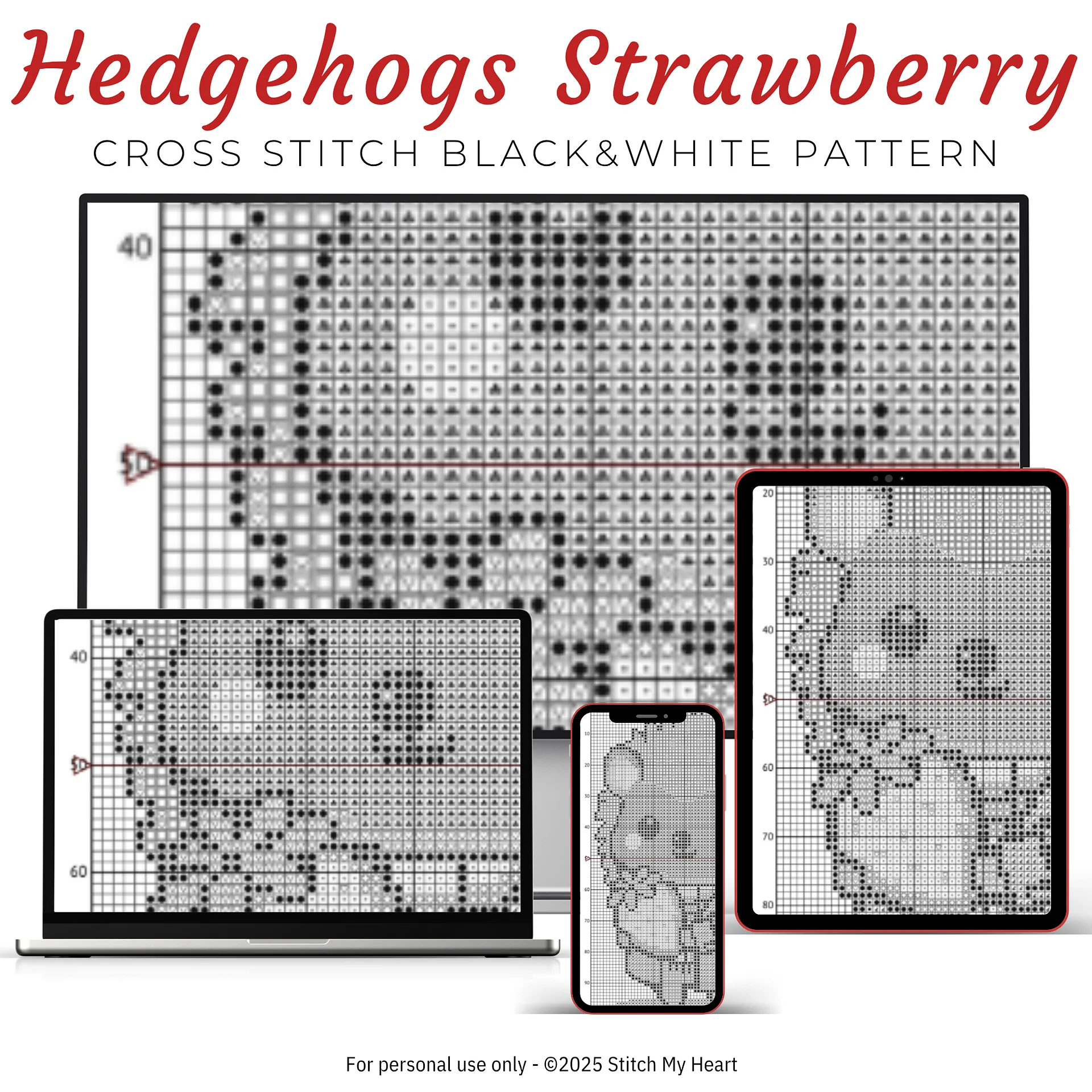 Hedgehog's Strawberry Treat Cross Stitch Pattern product image (4)