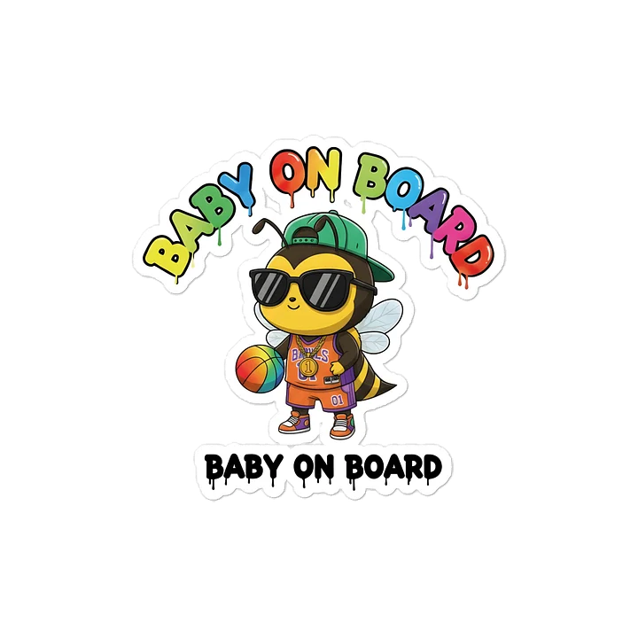 Funny Bee Basketball Baby on Board Sticker - 5x5 Weatherproof Vinyl Car Decal - Premium Bee Bsketball Star Gift product image (1)