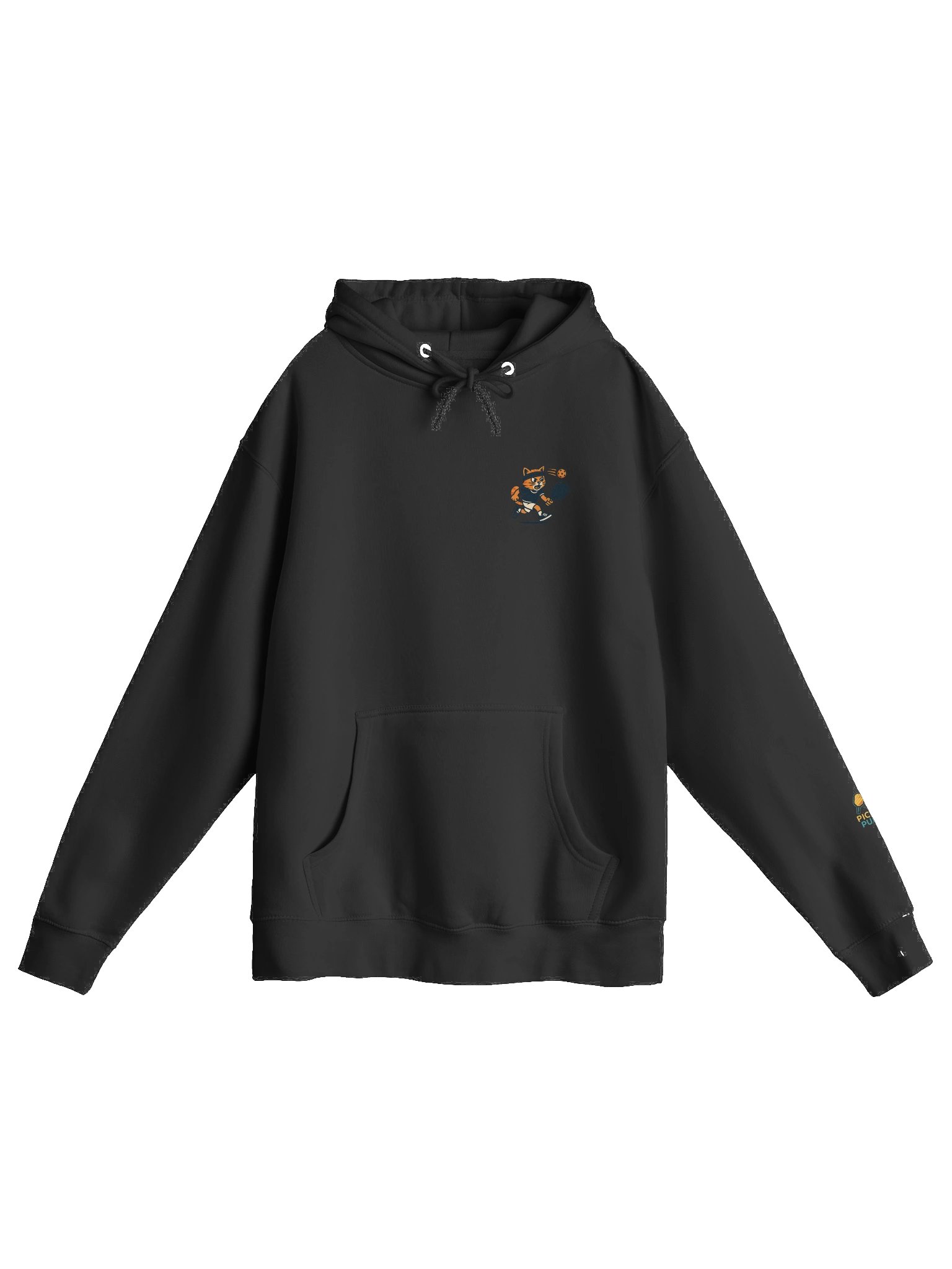 Pickleball Hoodie – Retro Tiger Cat Playing Pickleball – Premium Lightweight Black & White Unisex product image (1)