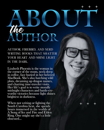 ABOUT THE AUTHOR ⬇️

My name’s Liza, and I’m a grim-ish dark fantasy author and a MASSIVE Elden Ring fan. I spend 80% of my f...