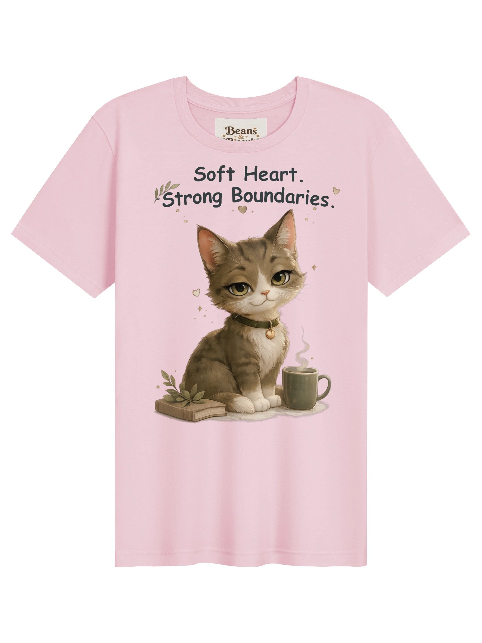 Olive Soft Heart, Strong Boundaries Kitten Tee product image (5)