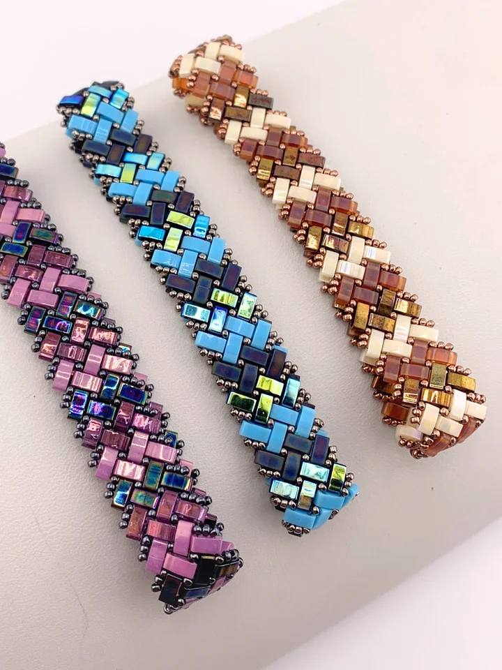 Half Tila Herringbone Bangle Bracelet - Purple product image (2)