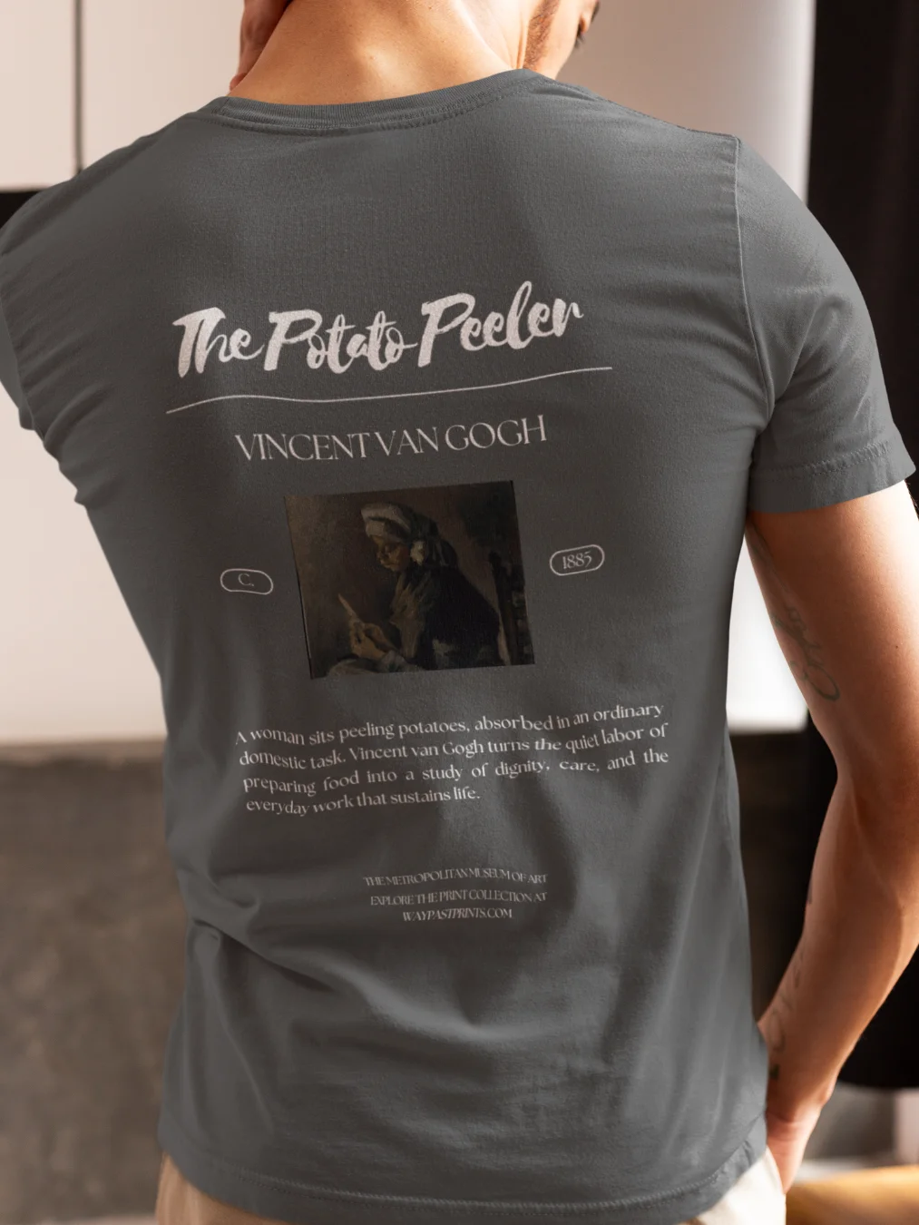 The Potato Peeler (reverse: Self-Portrait with a Straw Hat) [Vincent van Gogh] T-Shirt product image (4)