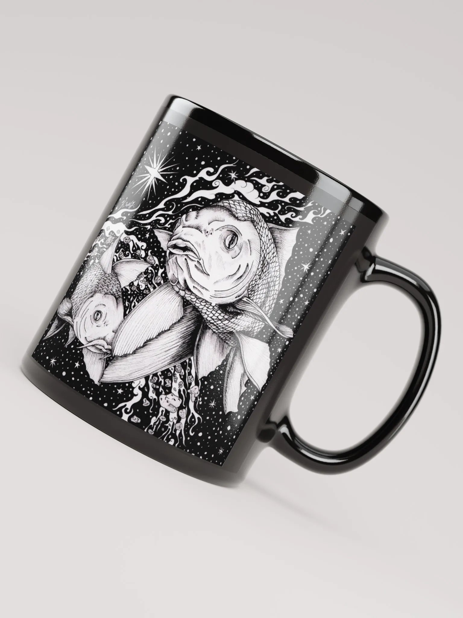 Pisces Zodiac, Black Glossy Mug product image (7)