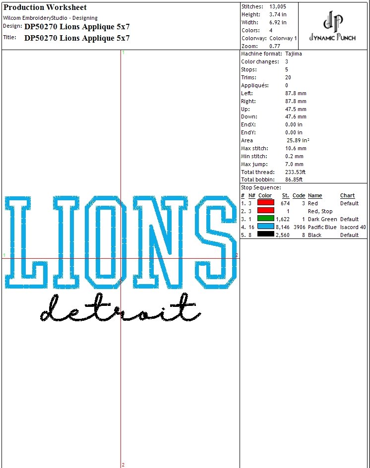 NFL LIONS APPLIQUE product image (2)