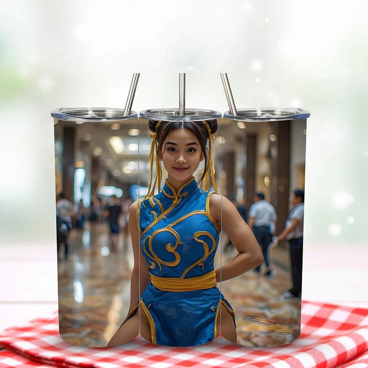 Chun Li Blue Qipao Cosplay 20oz Tumbler product image (2)