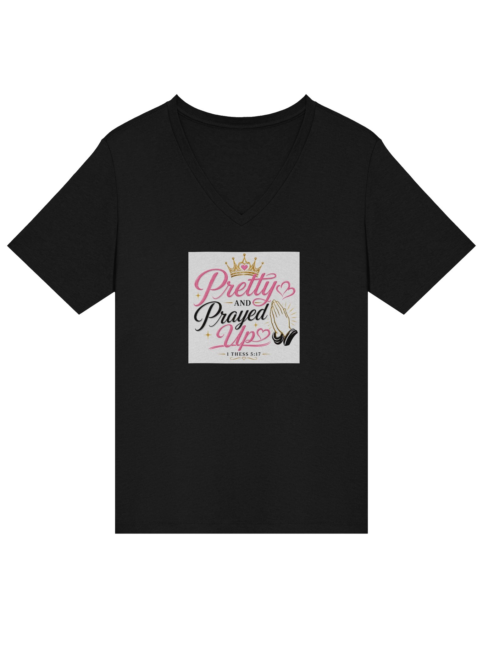 Pretty and Prayed up Cotton Tee V-neck product image (3)