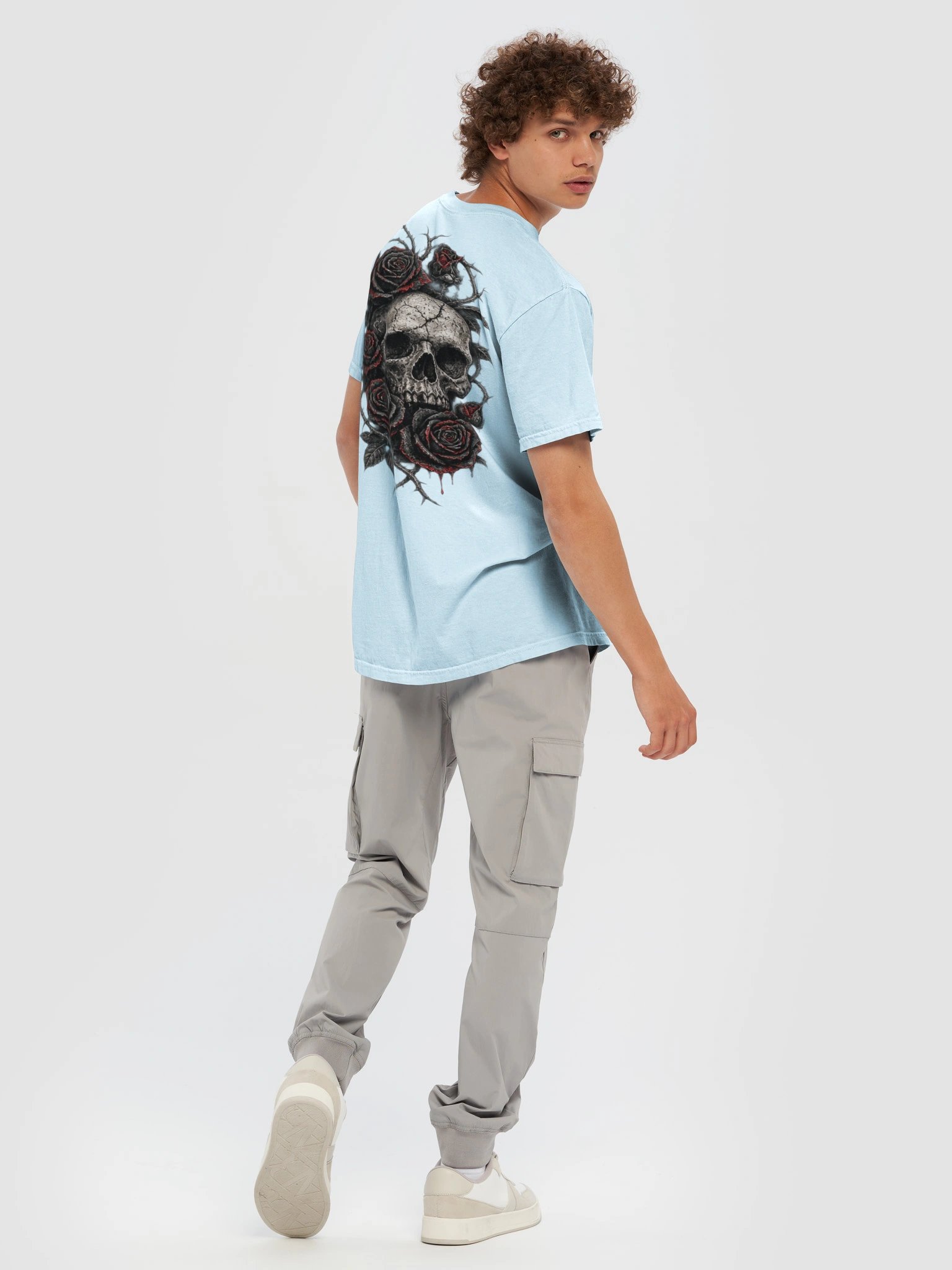 GOTHIC SKULL & BLOODY ROSES DOUBLE-SIDED GRAPHIC T-SHIRT | DARK ROMANCE TEE product image (3)