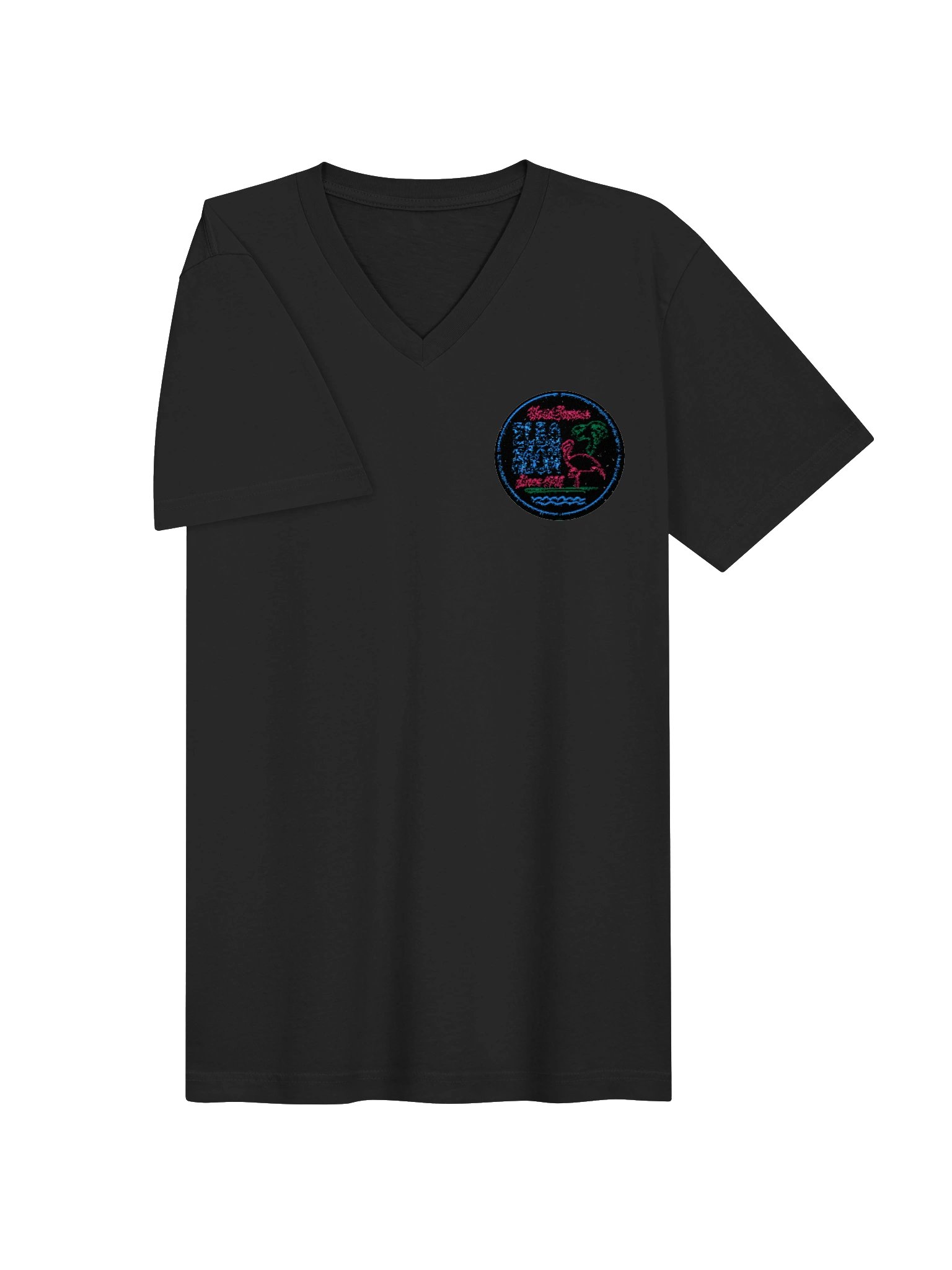 Elbo Room World Famous Neon Flamingo Men's V-Neck | Core Black product image (12)