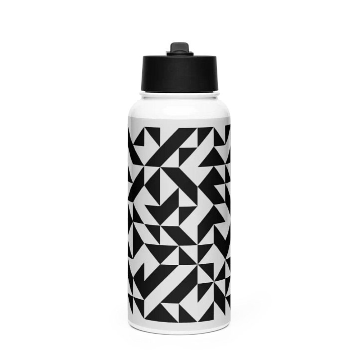 Abstract Geometric Monochrome Stainless Steel Bottle product image (1)