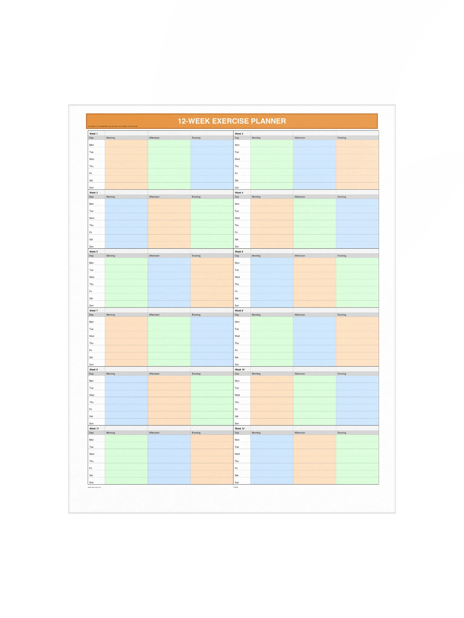 12 Week Exercise Planner product image (2)