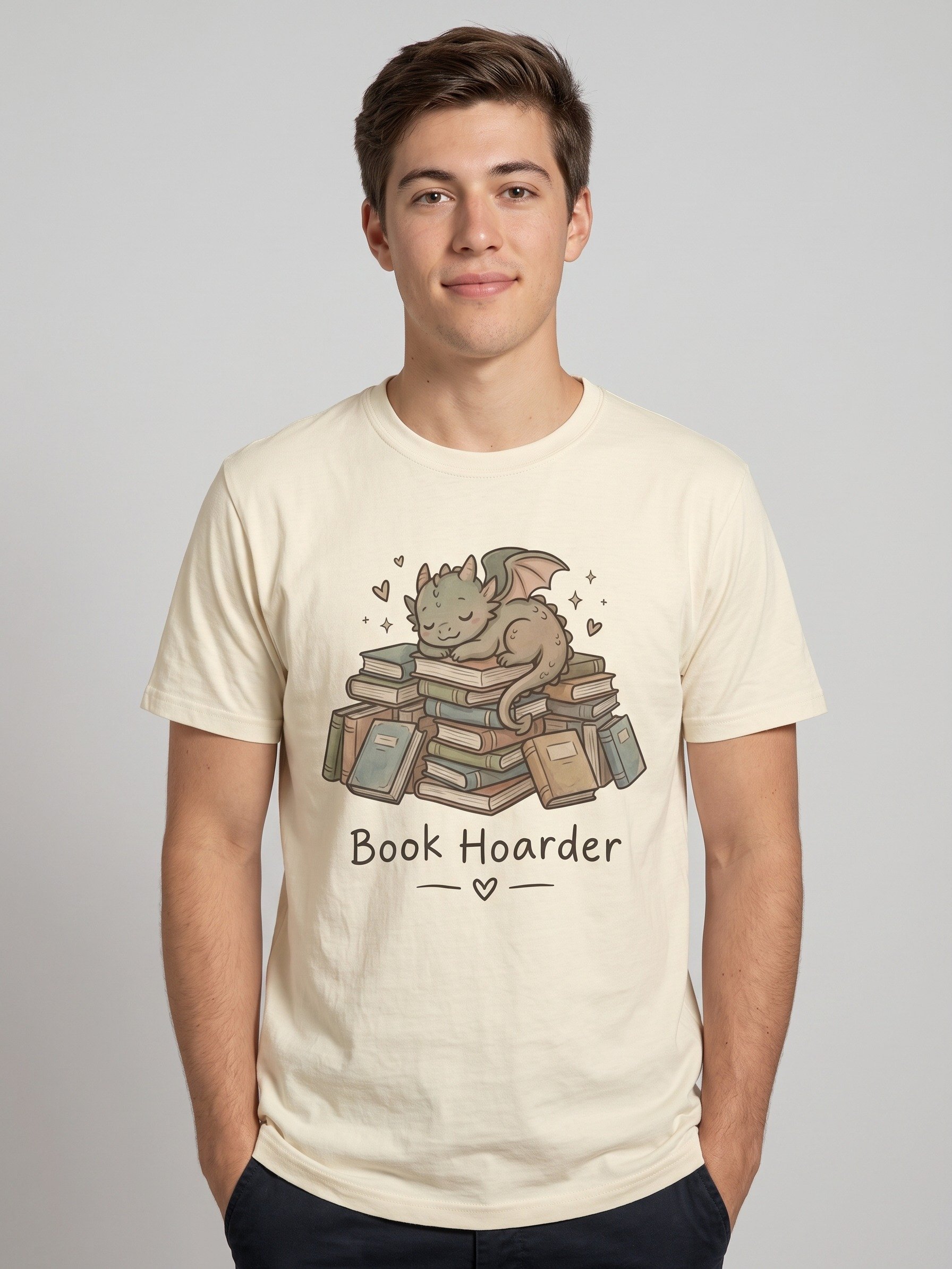 Book Hoarder T-Shirt, Cute Dragon Book Lover Gift product image (13)
