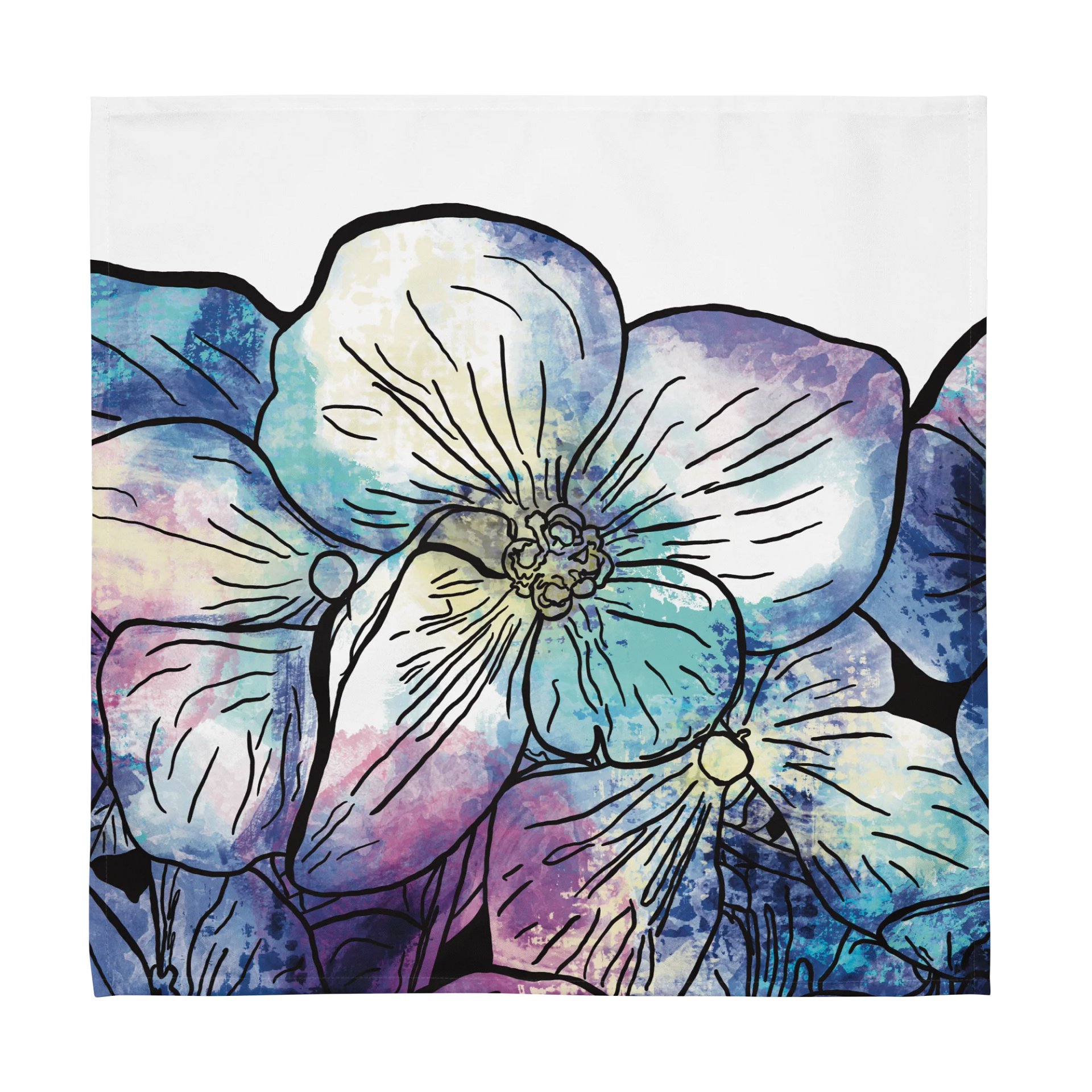 🌸 Hydrangea Blooms | Set of 4 Cloth Napkins | Monique Faella Designs™ | Coastal Floral Table Linens | product image (7)