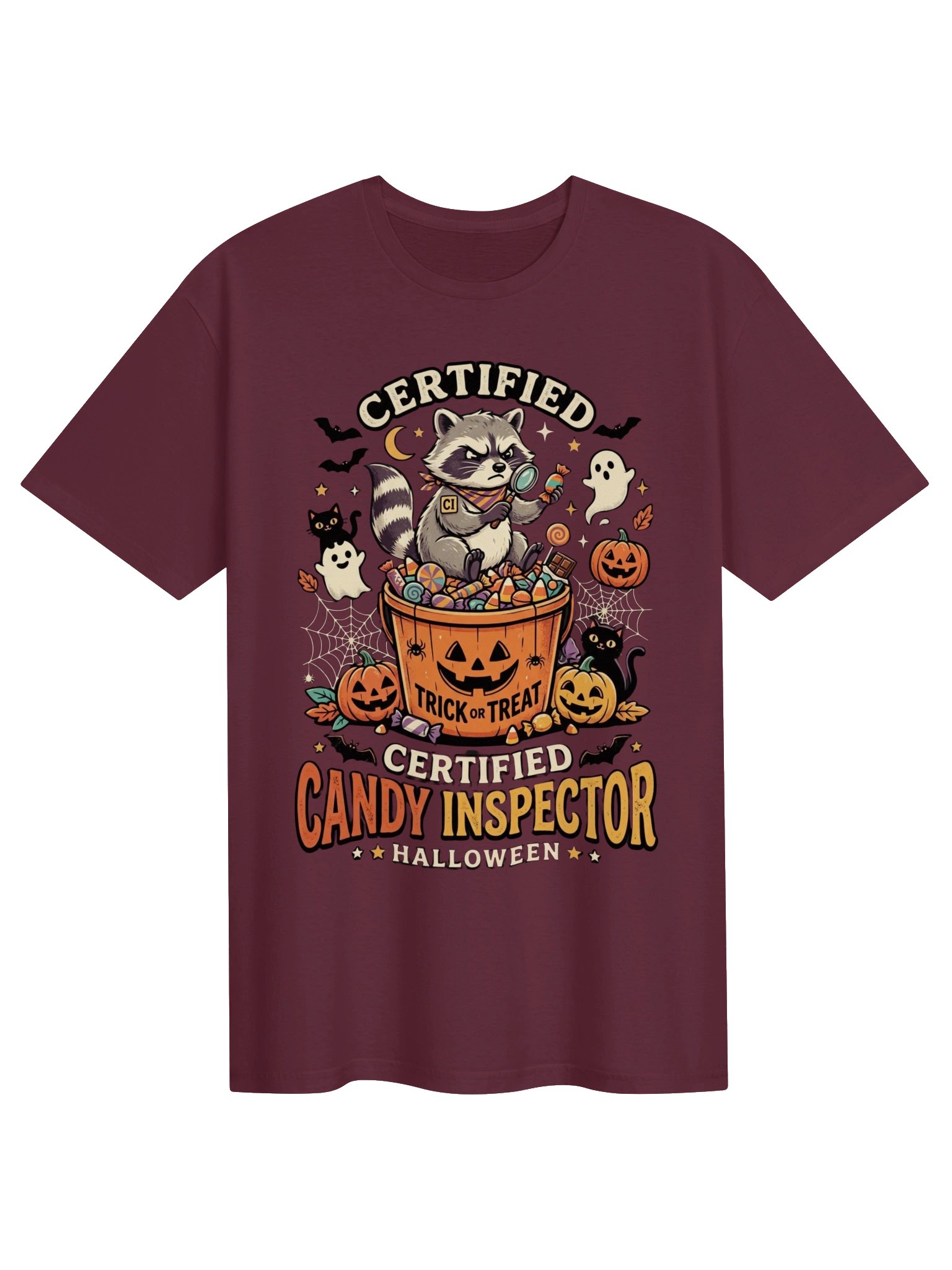 Certified Candy Inspector Raccoon Halloween Unisex T-Shirt product image (1)