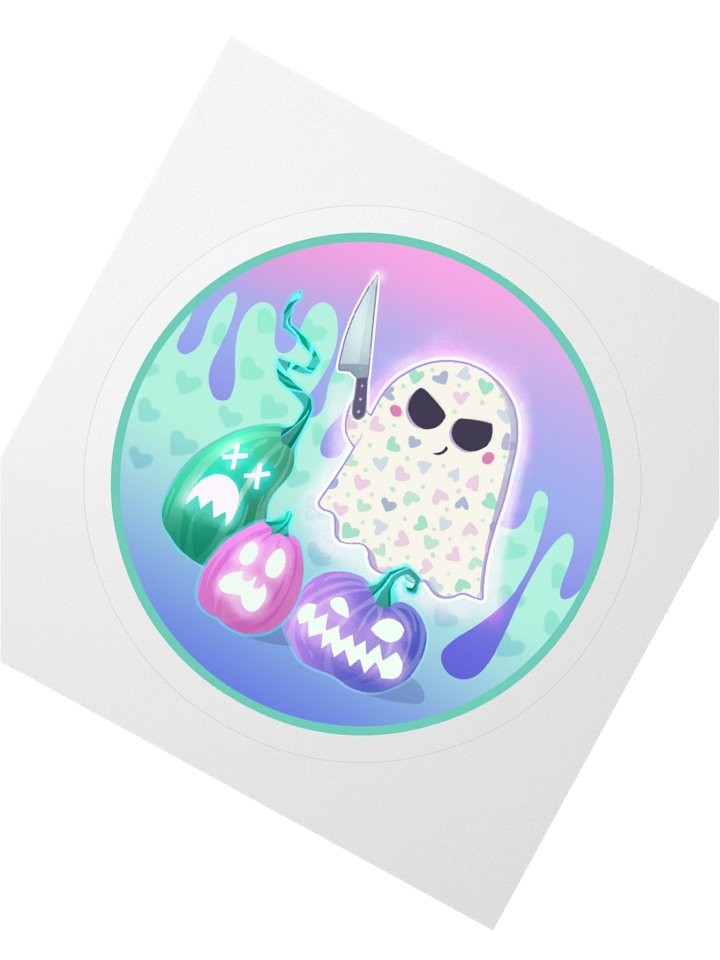 Pastel Little Ghost Pumpkin Carver - Vinyl Sticker product image (1)