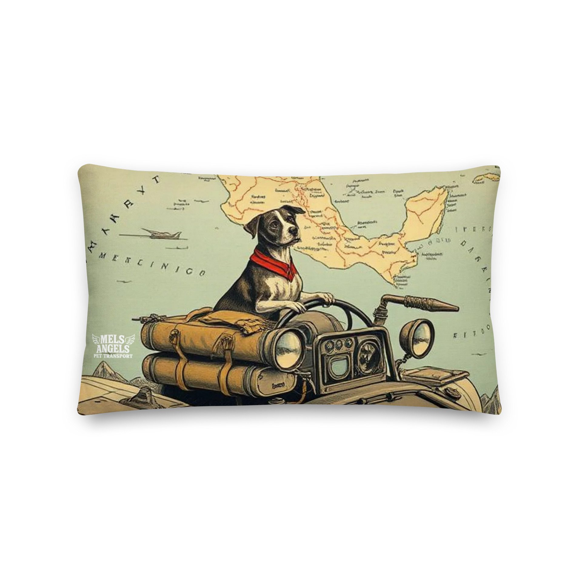 Rebel Co-Pilot Mexico Map Throw Pillow | Retro Dog Travel Decor | Square & Lumbar Cushion product image (3)