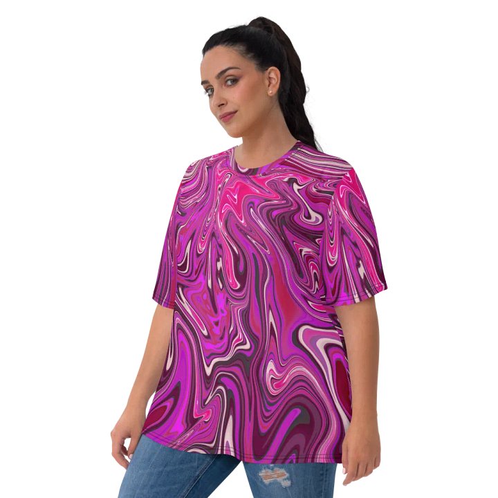 Women's Crew Neck Tshirt - Pink and Purple Digital Fluid Art product image (1)