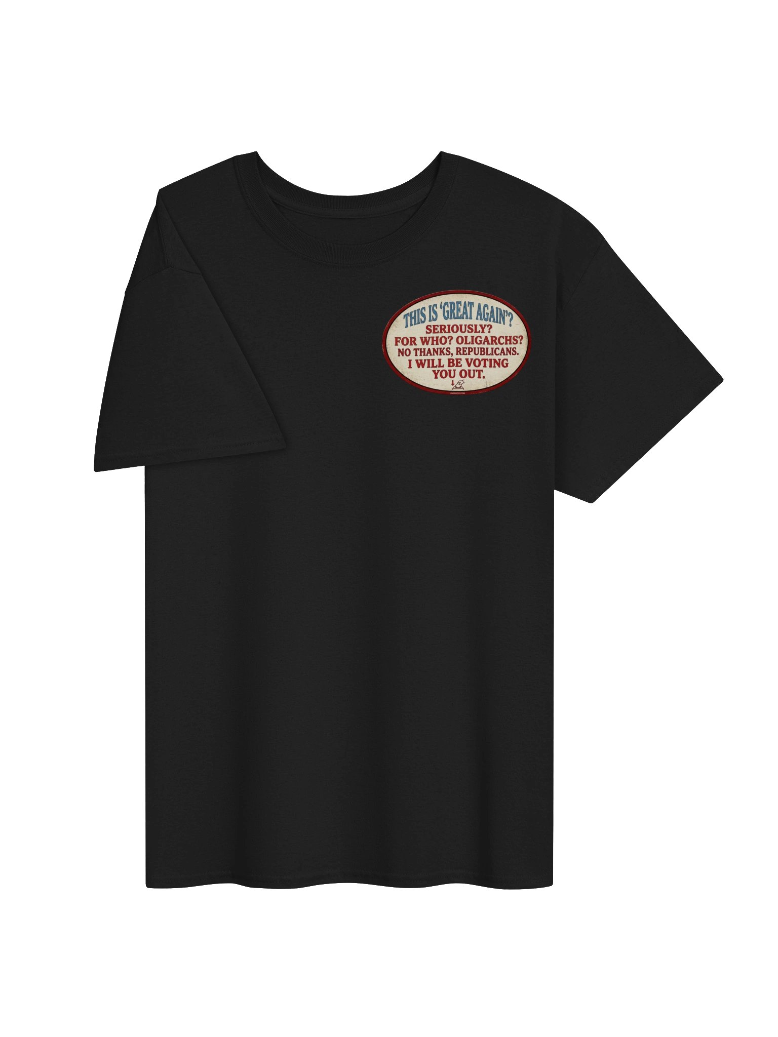 High quality Gildan Heavyweight tee says: "This is 'Great Again'? Seriously? For who? Oligarchs? No thanks, republicans. I will be voting you out." product image (28)