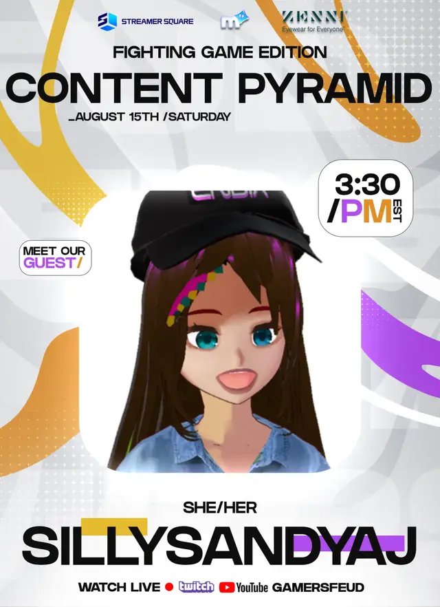 I'm peeking from behind the scenes to being on the stage taking part in @GamersFeud 's Fighting Game Content Pyramid show this Saturday afternoon. Hope you can come and cheer me on :)
