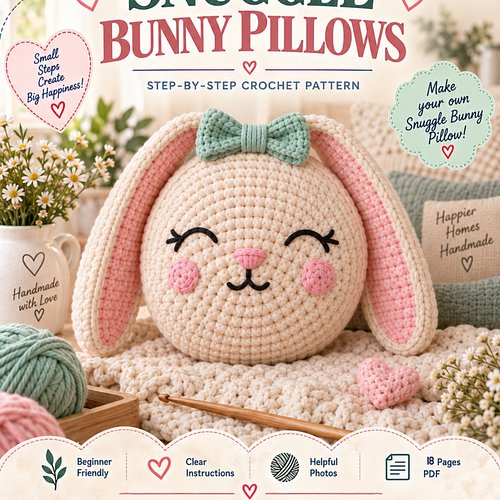 Snuggle Bunny Pillow Crochet Pattern PDF | Step-by-Step Tutorial

Create an adorable handmade bunny pillow with this illustra...