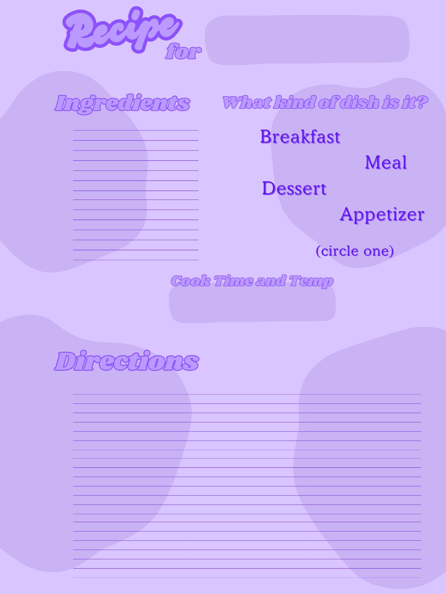 March's Planner Design - Recipes Sheets (Letter Size) product image (1)