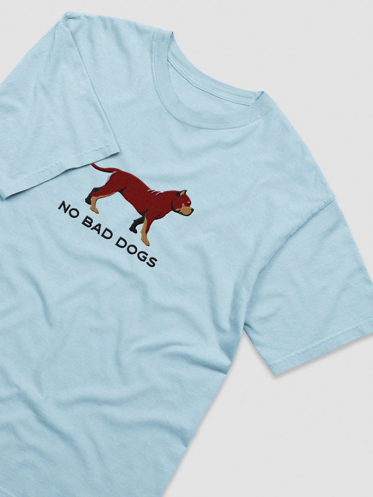 No Bad Dogs T-Shirt(Embroidered) of an American Bully(Red & Tan) product image (6)