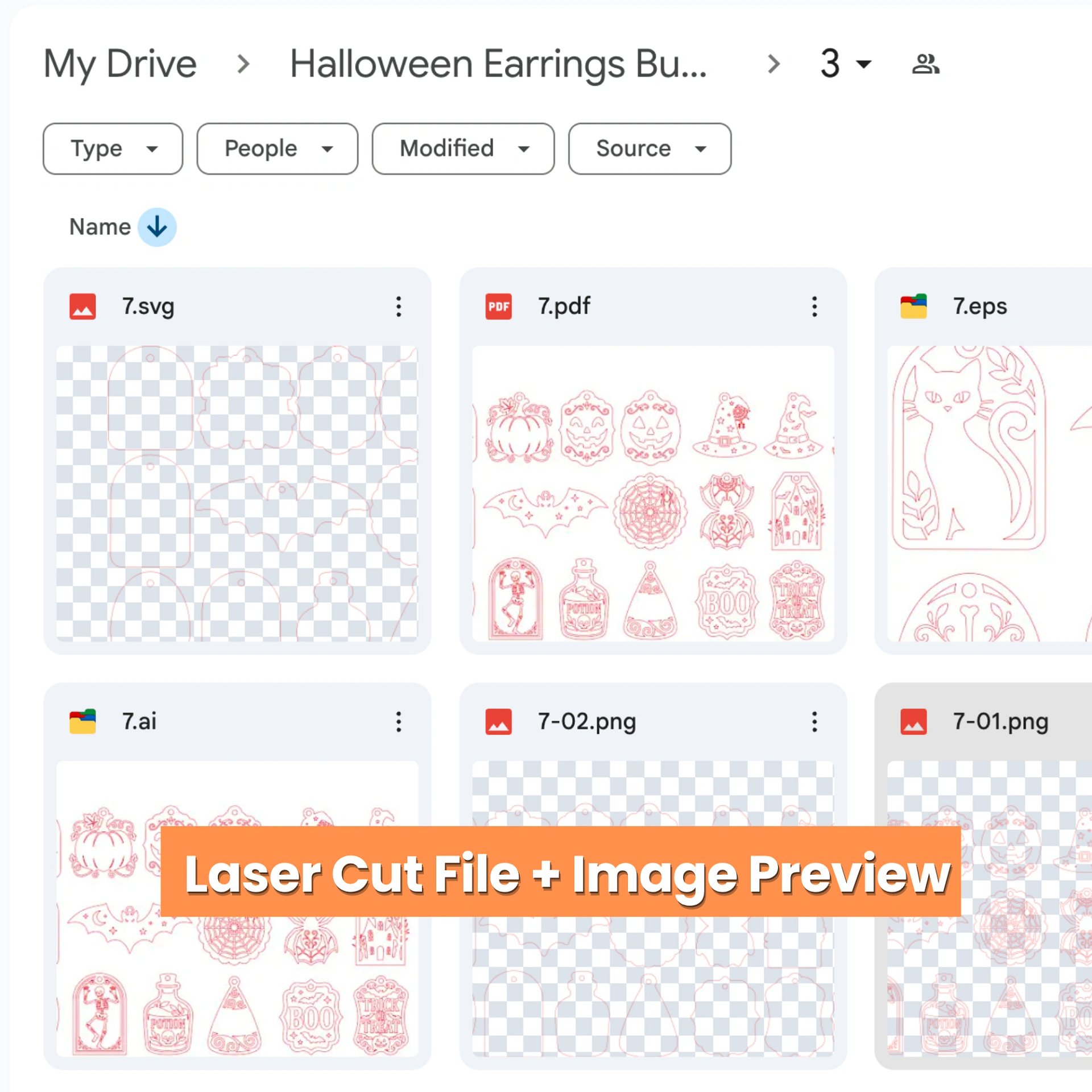 60 Halloween Earrings Laser Cut Bundle | Spooky Jewelry SVG, DXF, PNG & PDF Files product image (3)