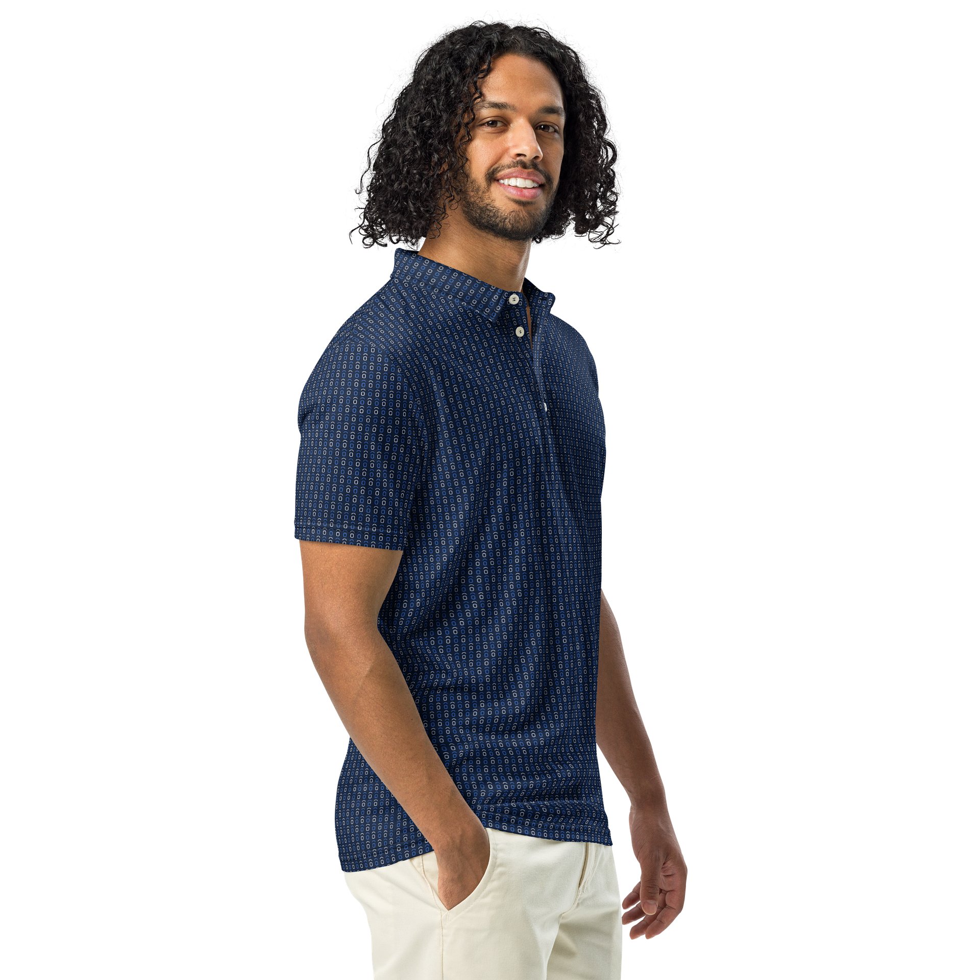 OVTLYR ALL OVER PRINT - POLO SHIRT - RUNS SMALL (ORDER NEXT SIZE UP) - Navy product image (1)