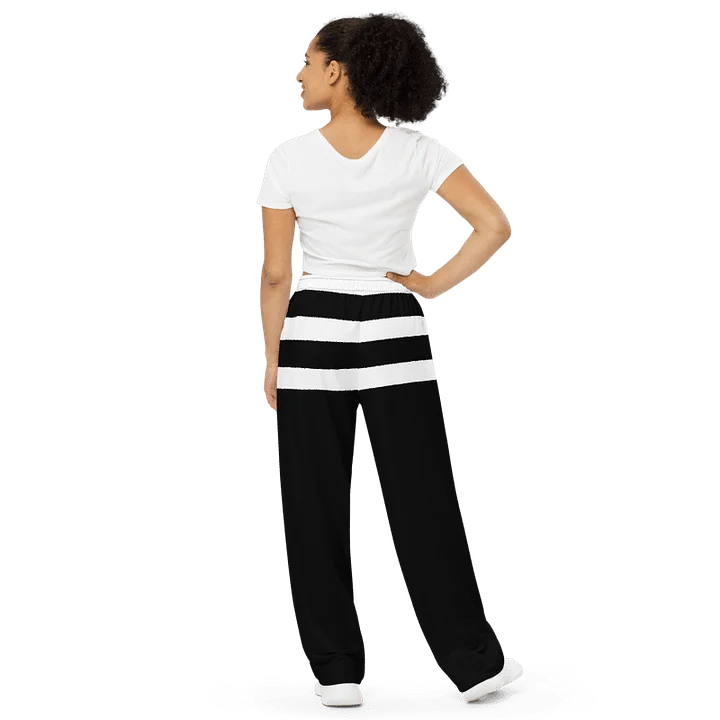 Black and White Stripes/All-Over Print Unisex Wide-Leg Pants by Sublicolor product image (2)