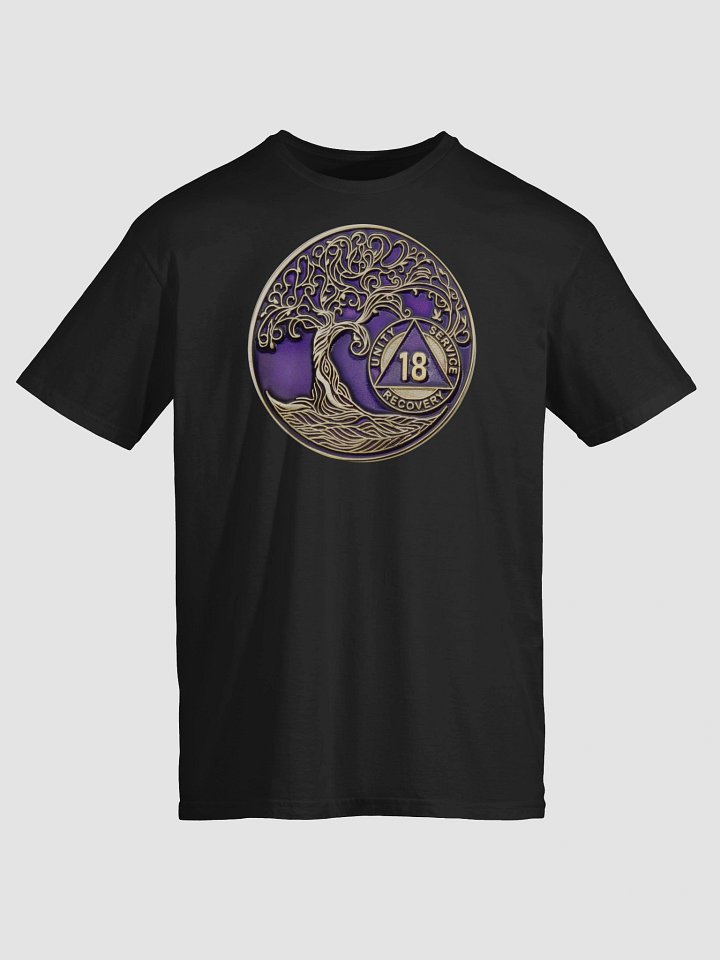 Twisted Tree of Life 18th Year Sobriety Purple Medallion | Recovery T-Shirt Inspiring Sobriety product image (1)