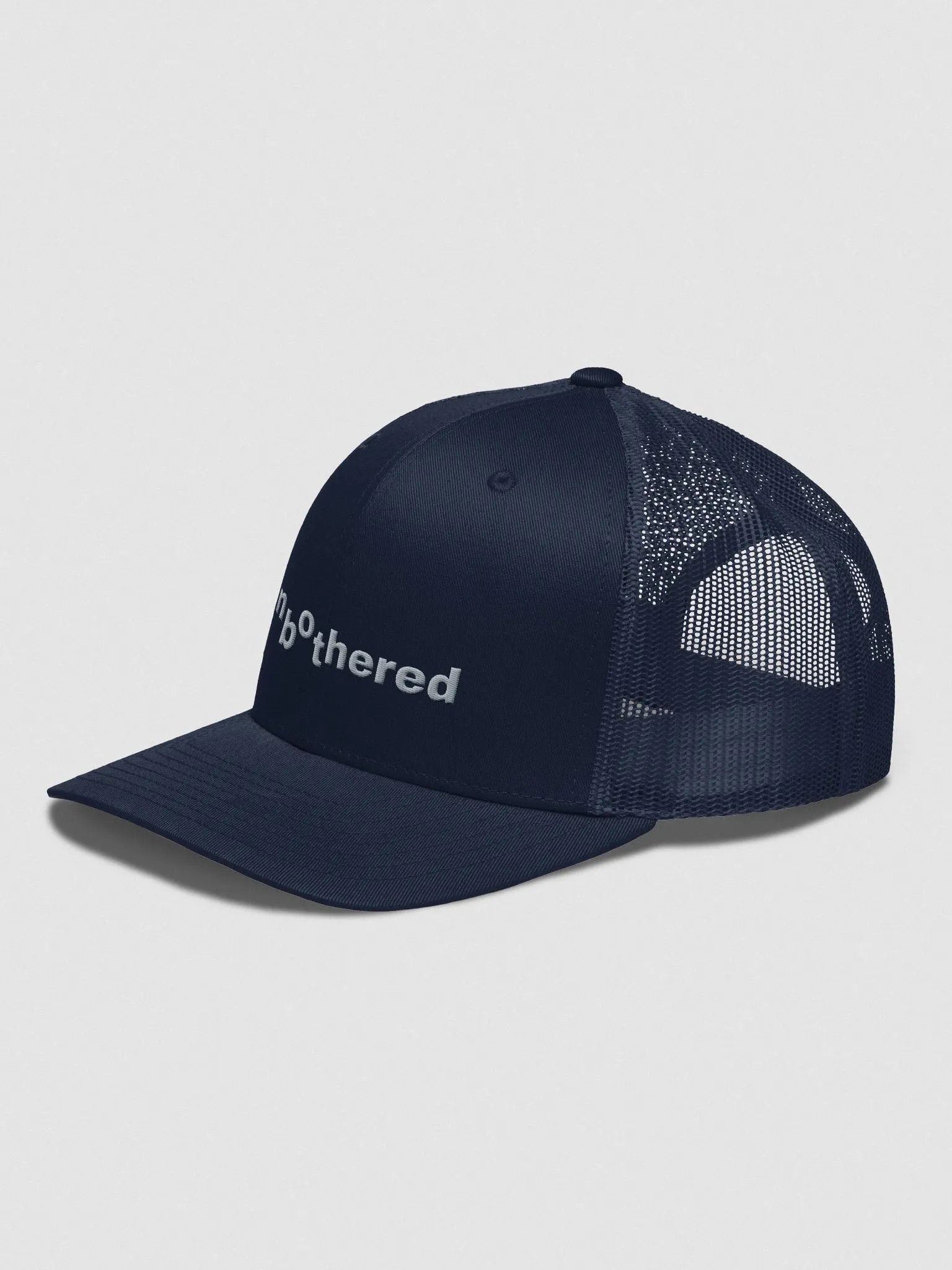 unbothered Trucker Snapback - grey text product image (4)