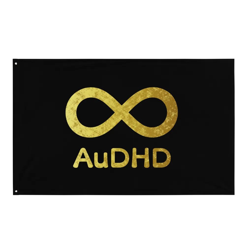 Golden Infinity AuDHD Flag (Black) product image (1)