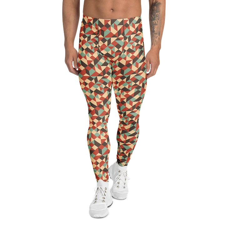 Geometric Mosaic Triangles Print Men's Leggings product image (1)