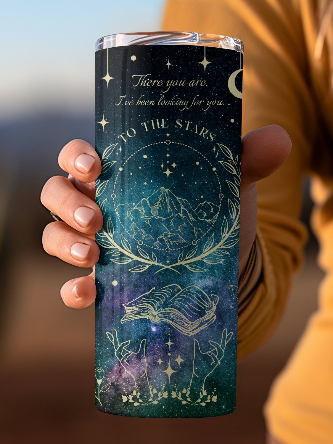 In Her Fantasy Era Galaxy Gold Line Art 20oz Straight Tumbler Seamless Wrap PNG, Bookish Smut Reader Series, Romantasy Romance Lover product image (5)