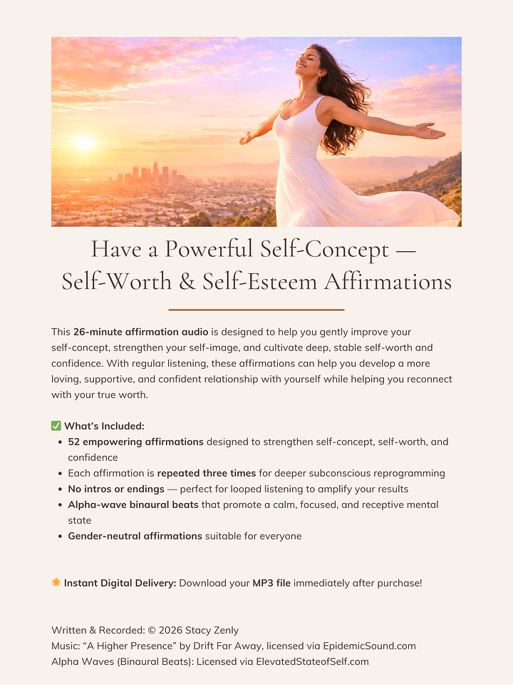 Improve Your Self-Concept & Self-Image | Self-Worth and Self-Esteem Affirmations | MP3 Download product image (2)