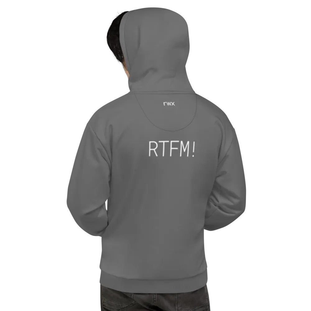 need help? RTFM! hoodie (dark grayscale mode) product image (7)