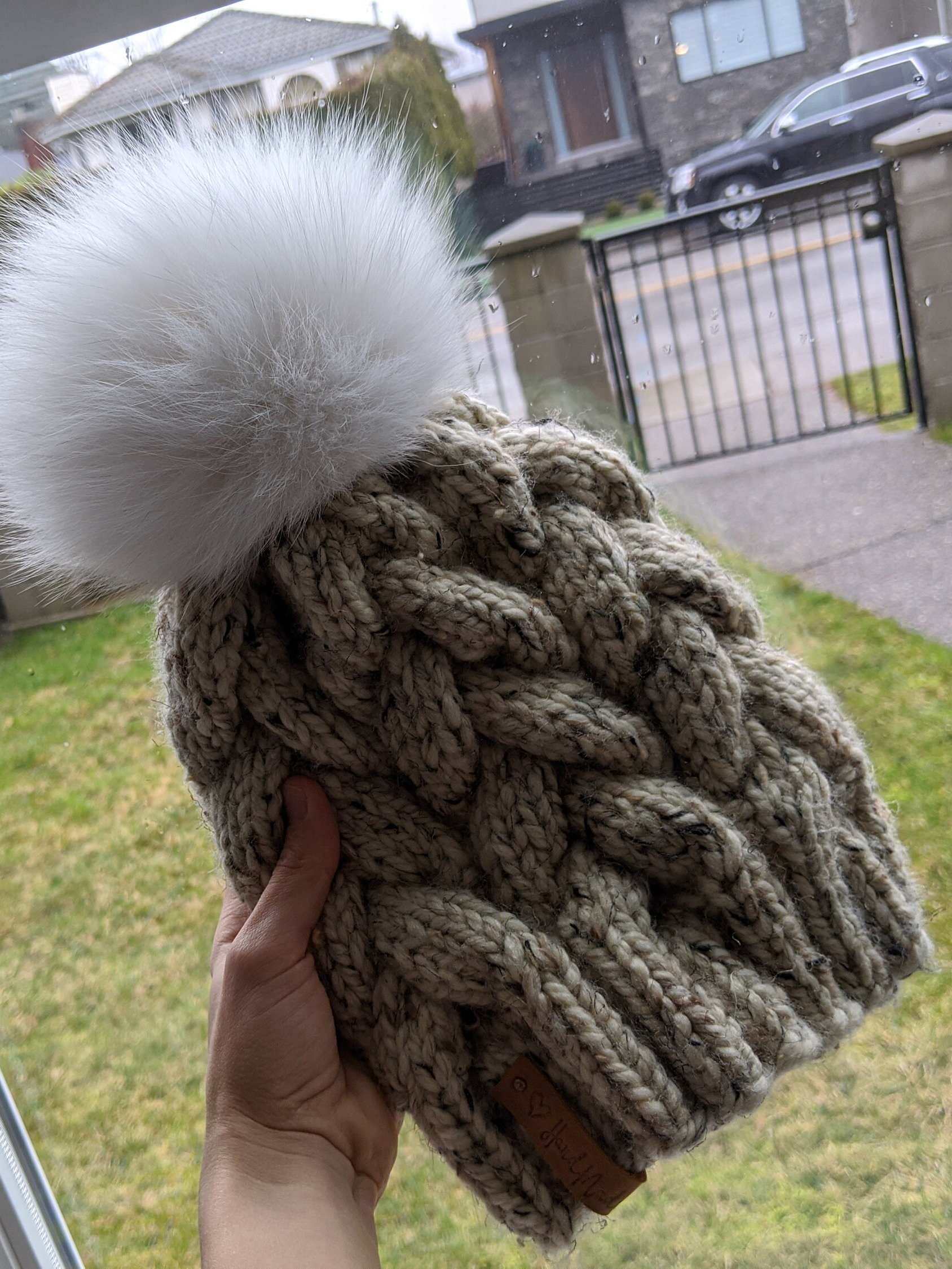 Super Bulky Oatmeal Cable Hat Knitting Pattern product image (7)