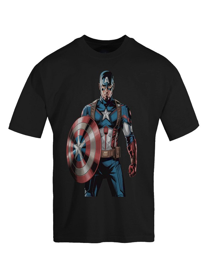 Nocturnal Aegis: Captain America Faded Shieldbearer Oversized T-Shirt product image (1)