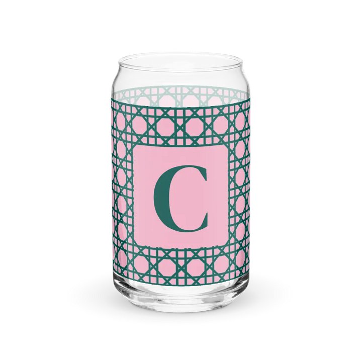 Cannage Green Pink Initial C Can-Shaped Glass product image (1)