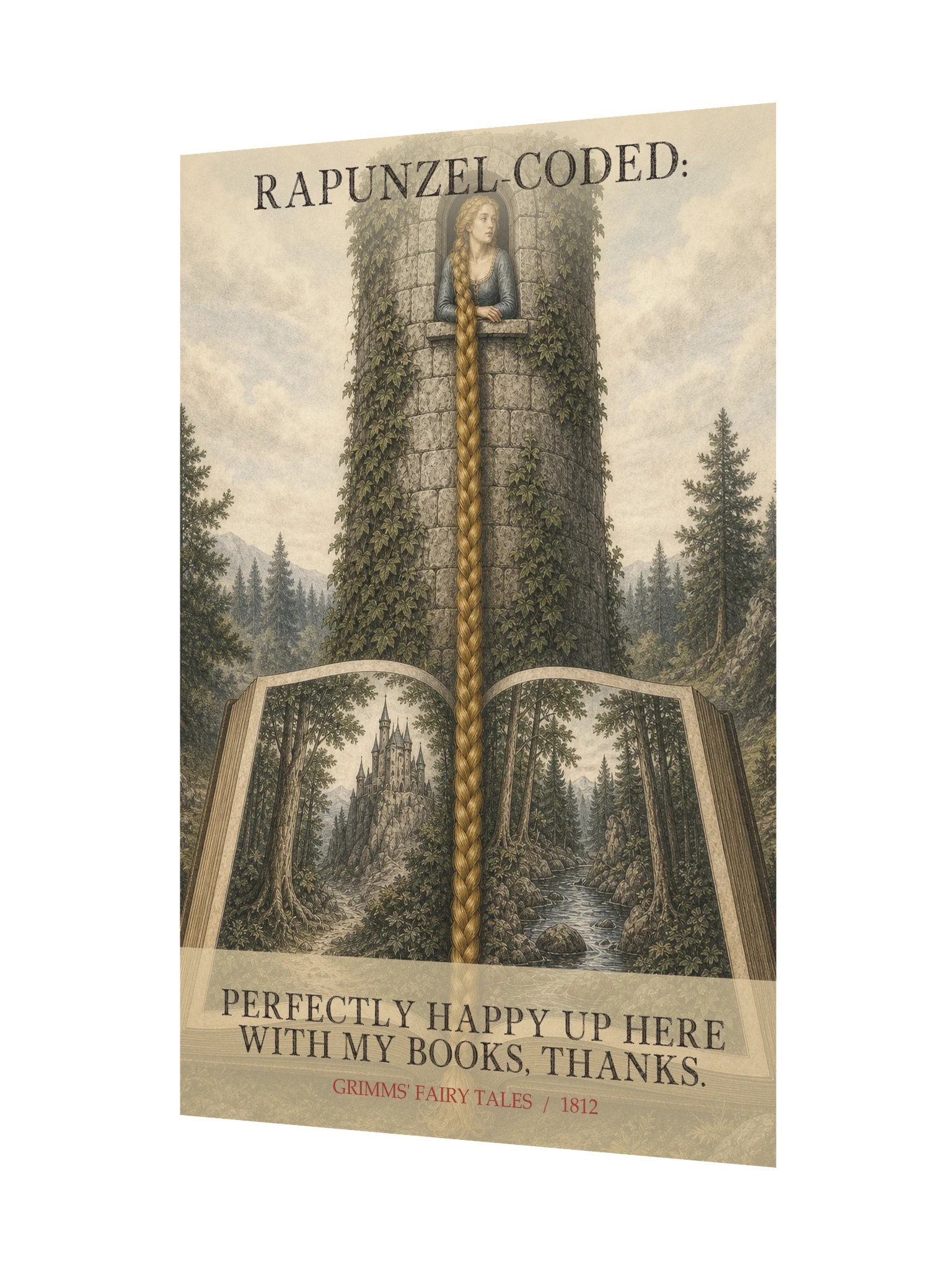 Rapunzel Coded Perfectly Happy Up Here With -- Grimms Fairy Tales Art Print product image (11)