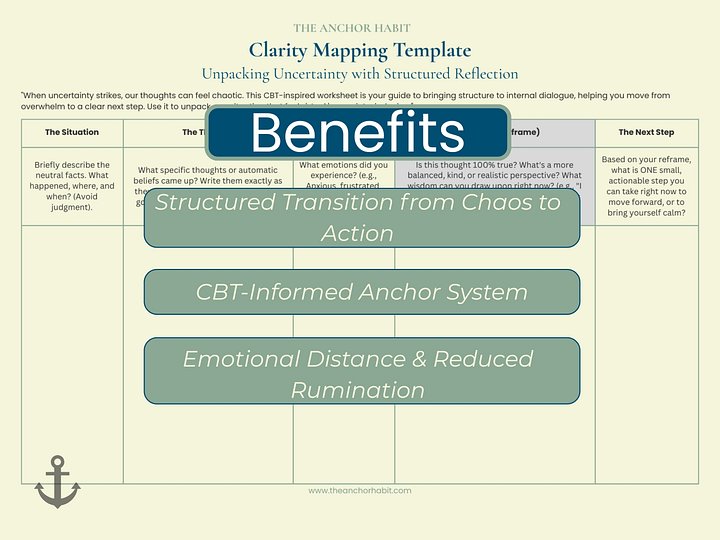 CBT Clarity Mapping Worksheet, Anxiety Relief Template, (Digital Download) product image (2)