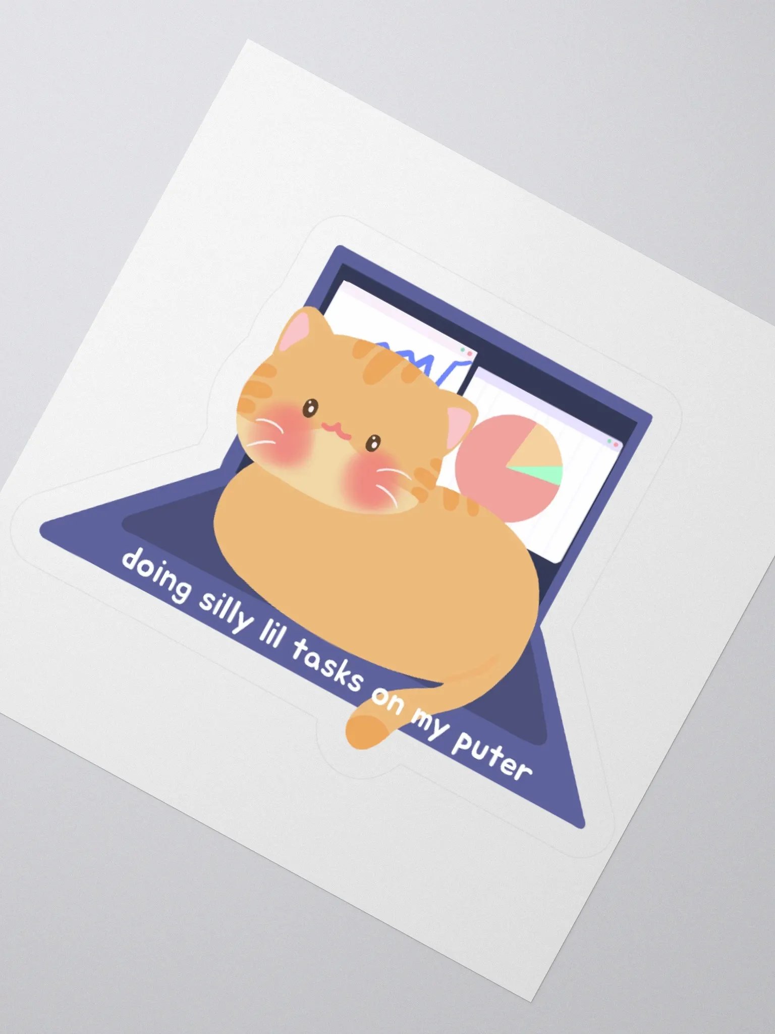 Doing silly little tasks, Orange Cat Sticker product image (2)