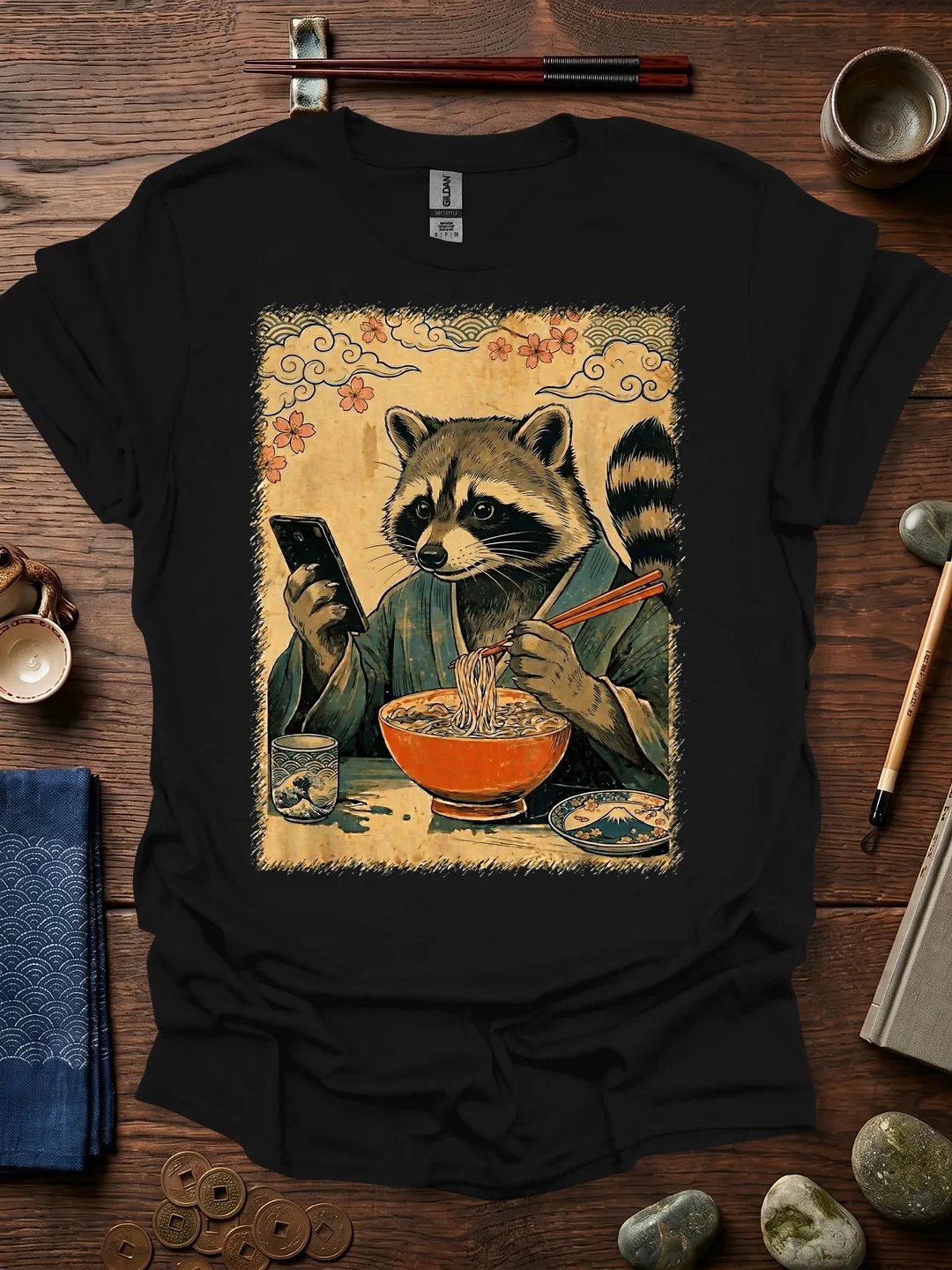 Raccoon Ramen Phone T-Shirt product image (11)