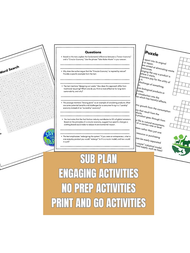 Earth Day Activity Pack Subwork High School 9th 10th 11th Grade product image (2)