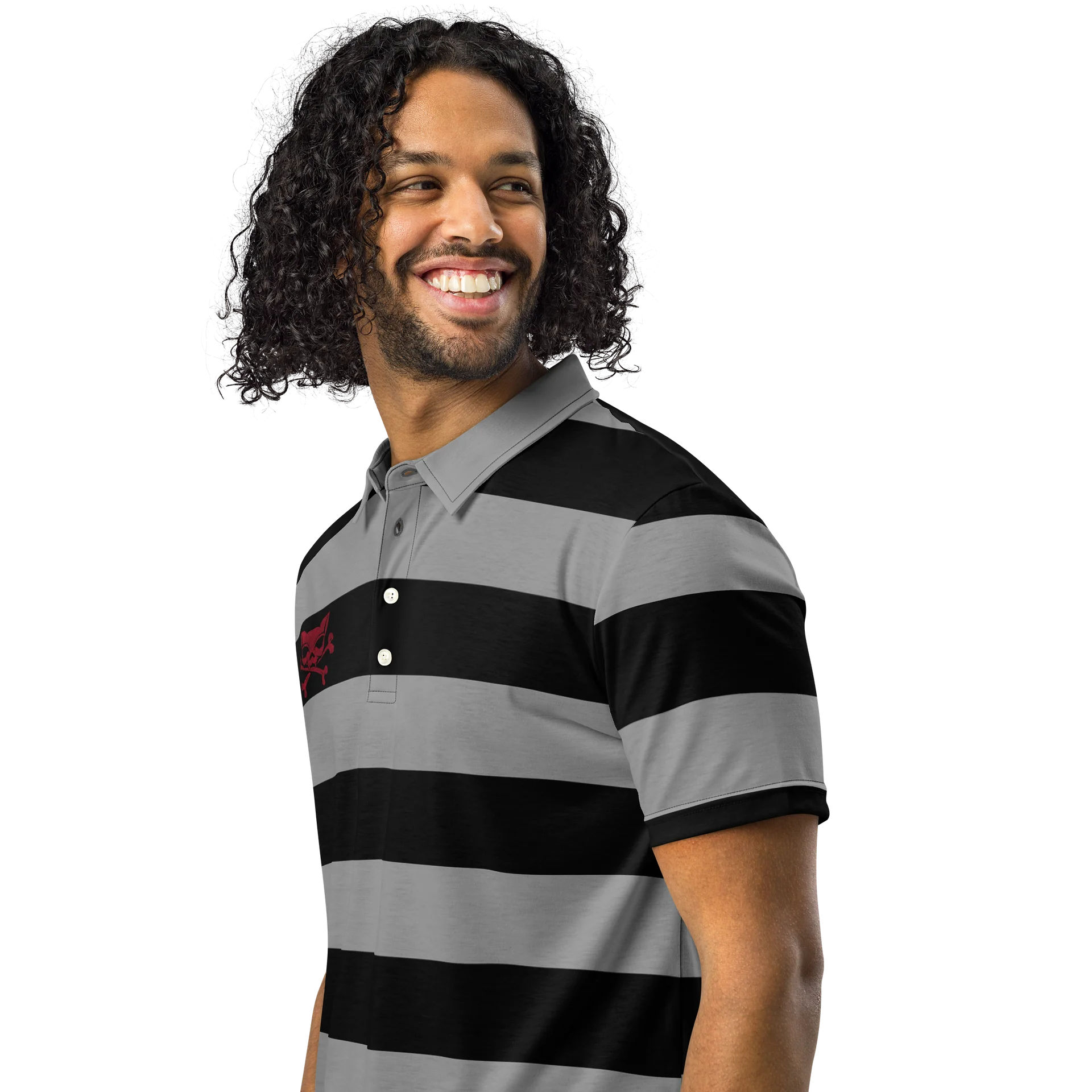 Light Grey and Blaque Kat Skull Polo product image (2)
