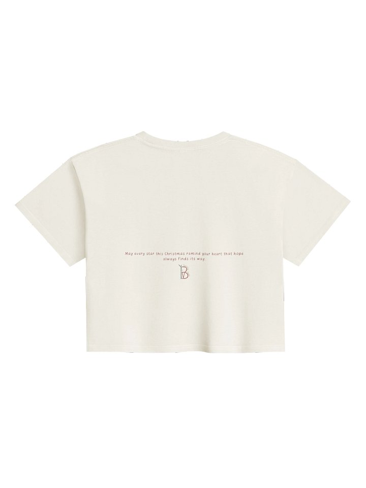 Women’s premium crop top winter heart home. Elegant Christmas design with handmade illustration product image (2)