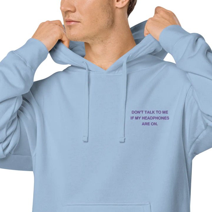 L.C. HEADPHONES ON (purple) embroidered pigment hoodie product image (1)