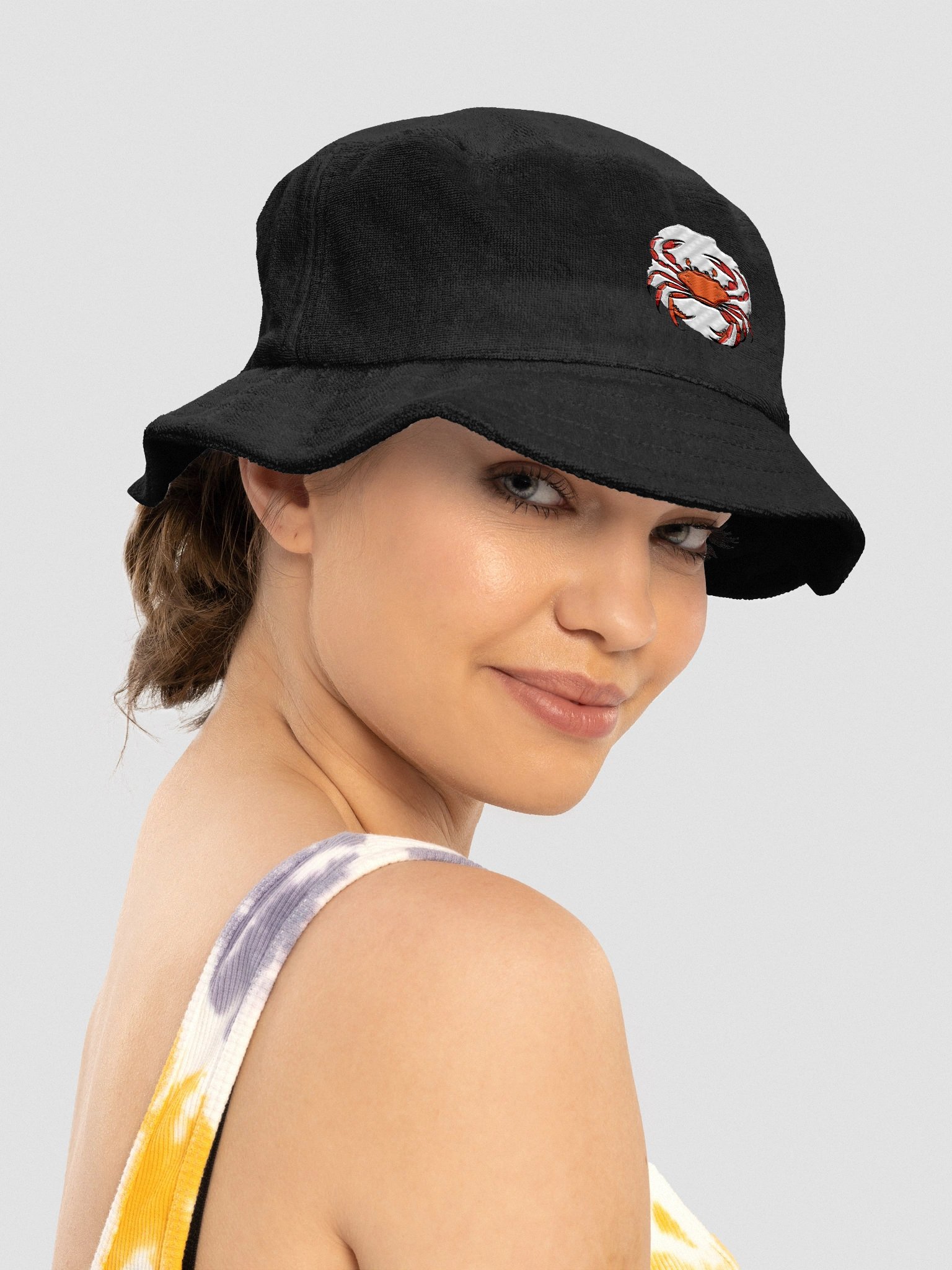Vibrant Red Crab Terry Bucket Hat product image (13)